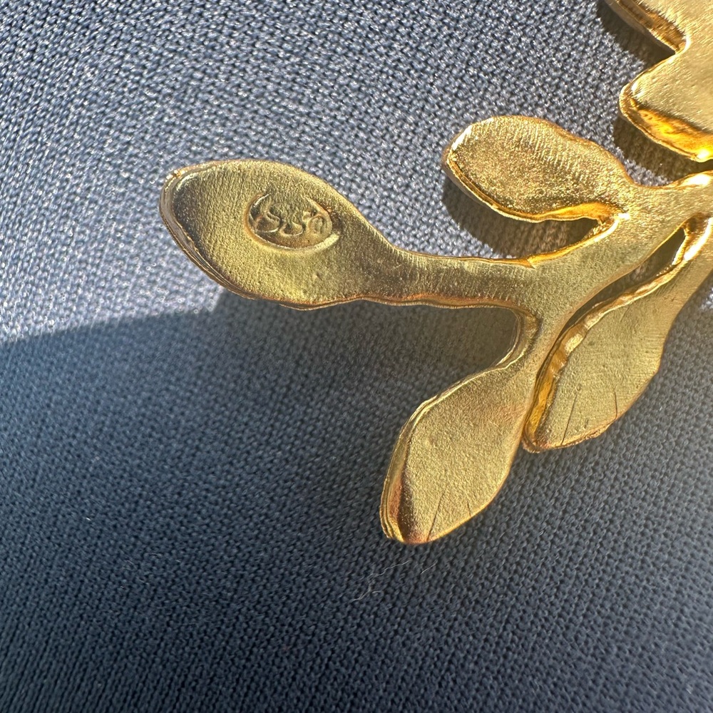 Gold and Pearl Botanical Earrings - Picture 5 of 5
